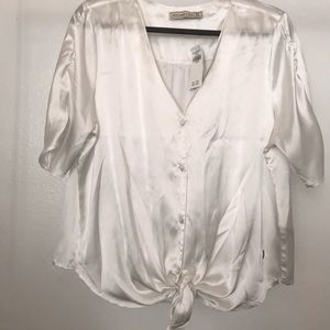 White Silk Button Down
